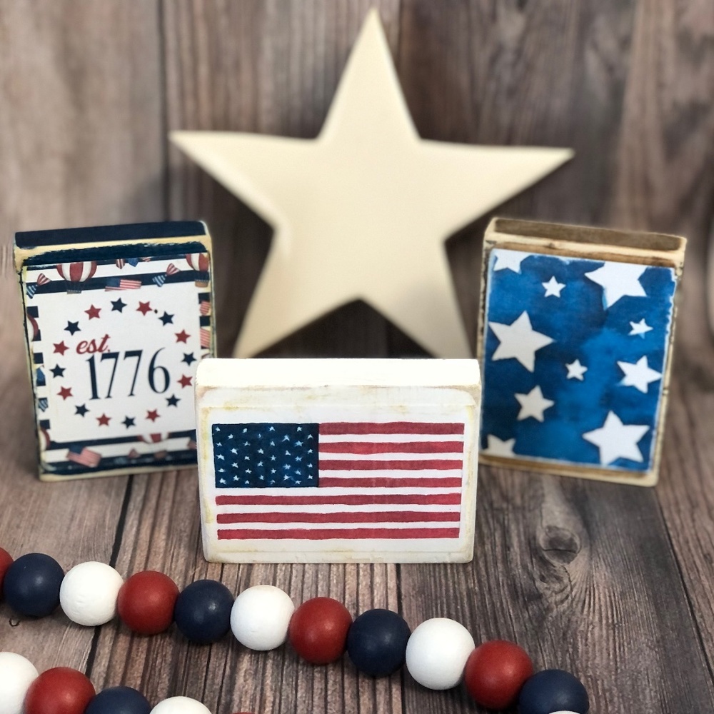 Red, White and Blue Patriotic Wood Signs